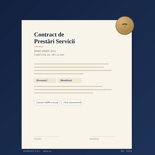 Contract de Prestări Servicii — Model Editabil .docx (Codul Civil) - oblix